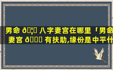 男命 🦈 八字妻宫在哪里「男命妻宫 🍀 有扶助,缘份是中平什么意思」